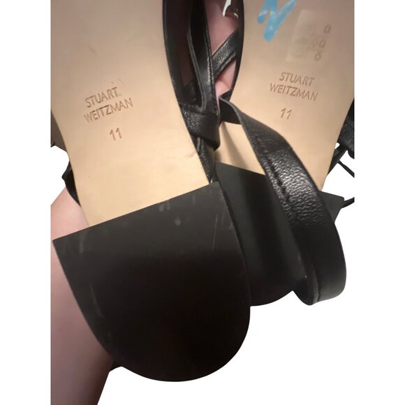 Stuart Weitzman Anita Black Leather Strappy Lace-Up Sandals For Women Sz 11 - Picture 8 of 8